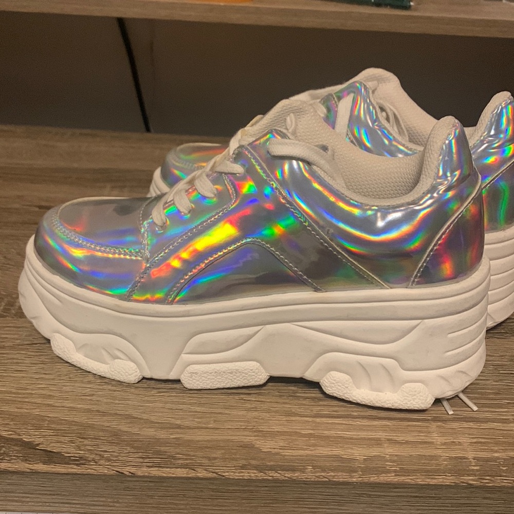 Iridescent platform shoes